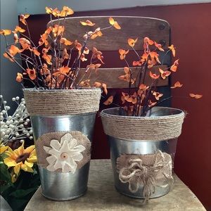 Galvanized Plant Buckets-set of 2
